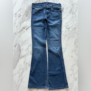 7 for all mankind dark wash, A-pocket mid rise bootcut jean: size 28